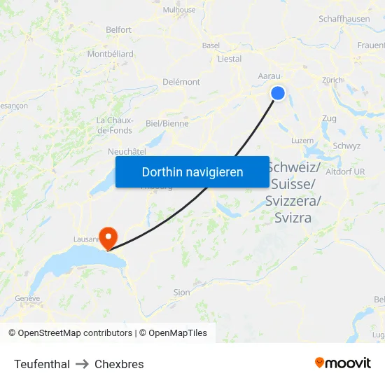 Teufenthal to Chexbres map