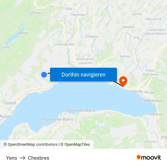 Yens to Chexbres map