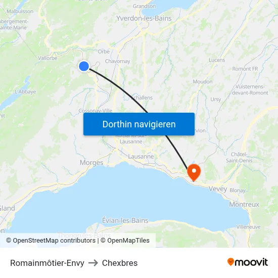 Romainmôtier-Envy to Chexbres map