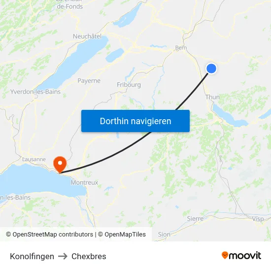 Konolfingen to Chexbres map