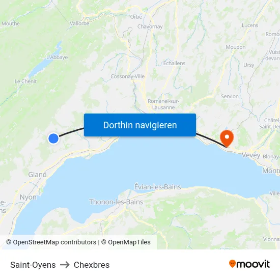 Saint-Oyens to Chexbres map