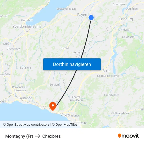 Montagny (Fr) to Chexbres map