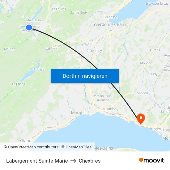 Labergement-Sainte-Marie to Chexbres map