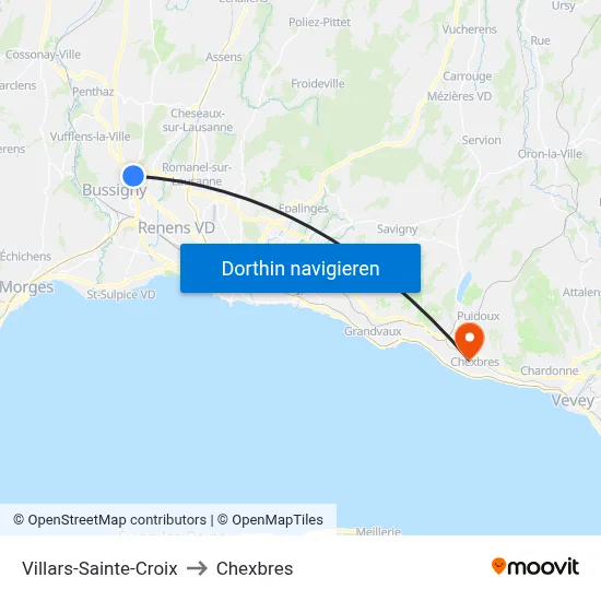 Villars-Sainte-Croix to Chexbres map