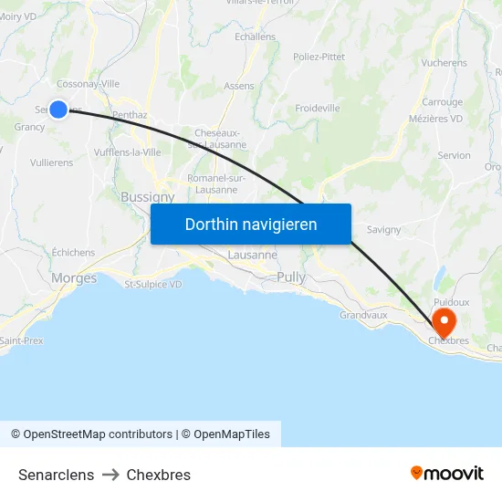 Senarclens to Chexbres map