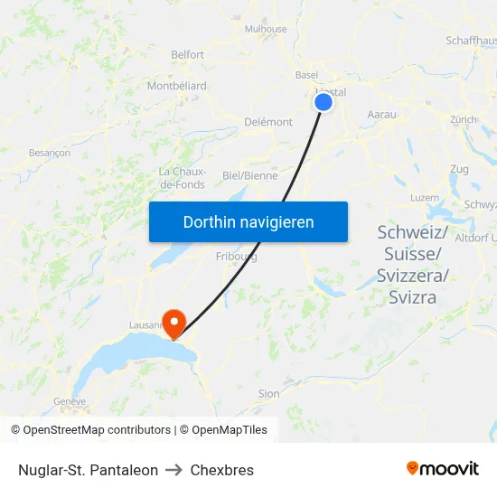 Nuglar-St. Pantaleon to Chexbres map