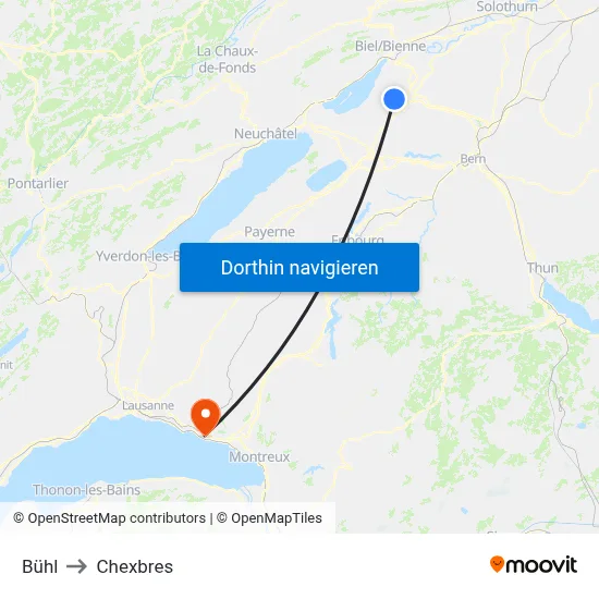 Bühl to Chexbres map