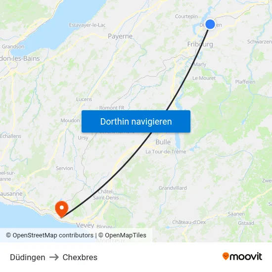 Düdingen to Chexbres map