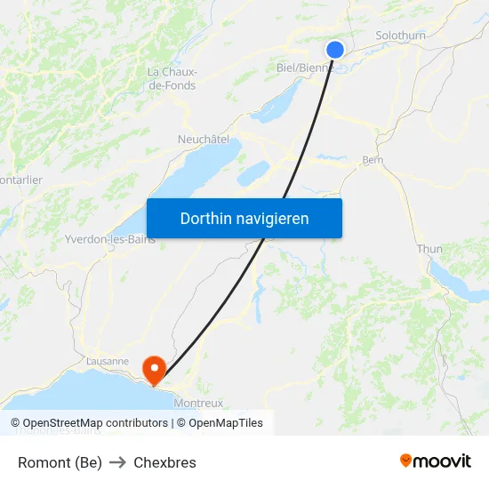 Romont (Be) to Chexbres map