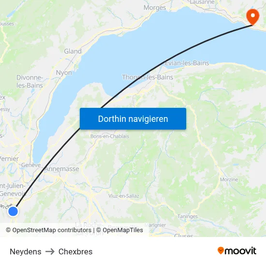 Neydens to Chexbres map