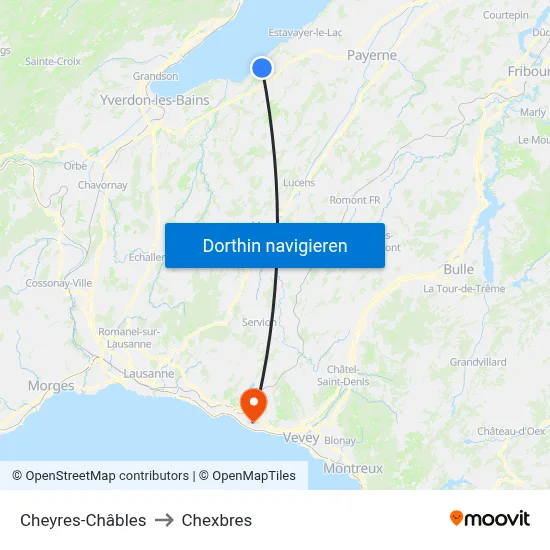 Cheyres-Châbles to Chexbres map
