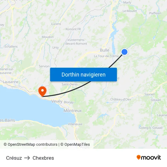 Crésuz to Chexbres map