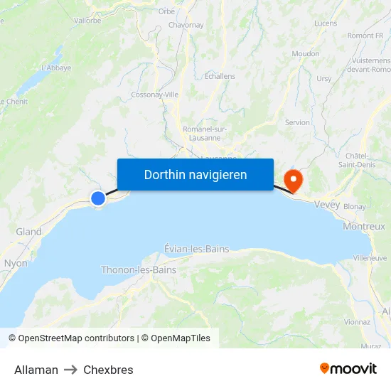 Allaman to Chexbres map