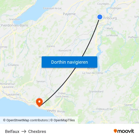 Belfaux to Chexbres map