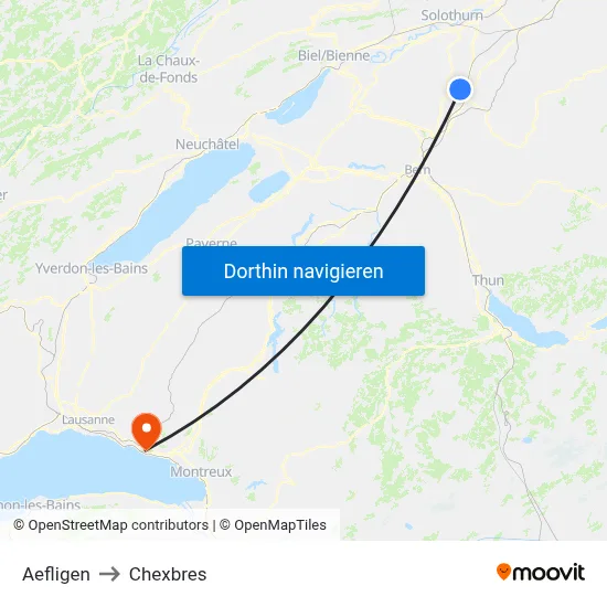 Aefligen to Chexbres map