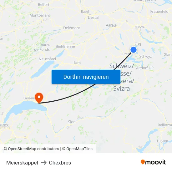 Meierskappel to Chexbres map