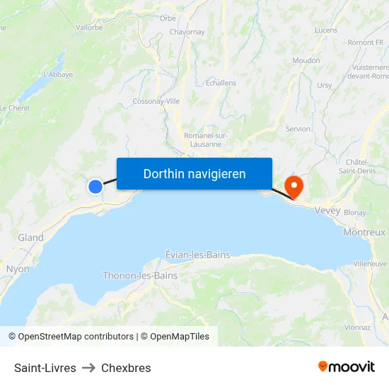 Saint-Livres to Chexbres map