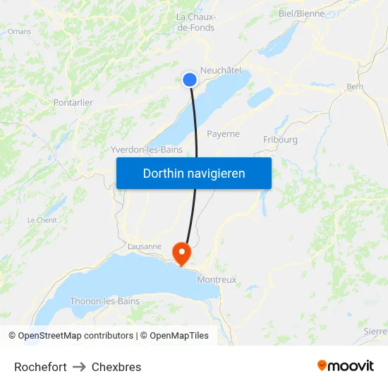 Rochefort to Chexbres map