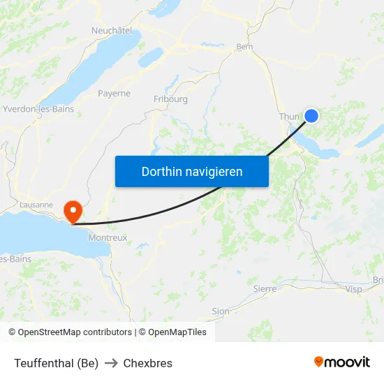 Teuffenthal (Be) to Chexbres map