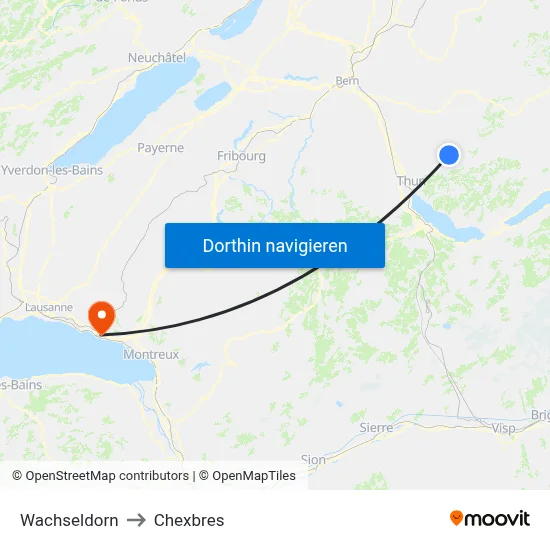Wachseldorn to Chexbres map