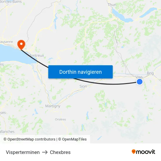 Visperterminen to Chexbres map