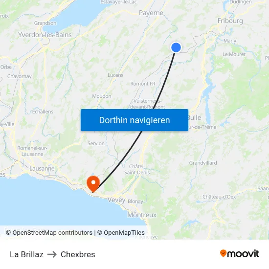 La Brillaz to Chexbres map