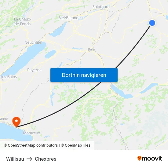 Willisau to Chexbres map