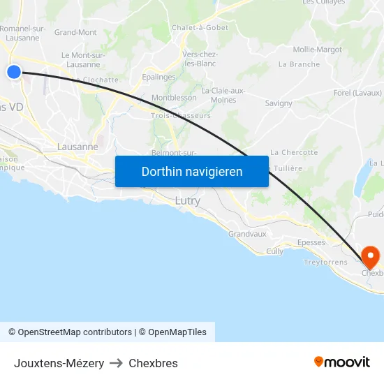 Jouxtens-Mézery to Chexbres map