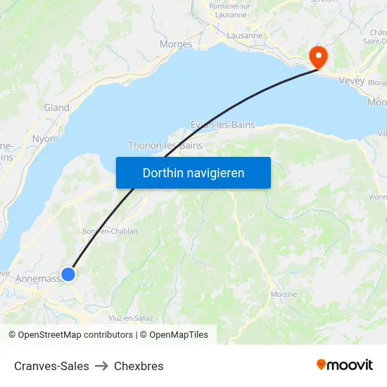 Cranves-Sales to Chexbres map
