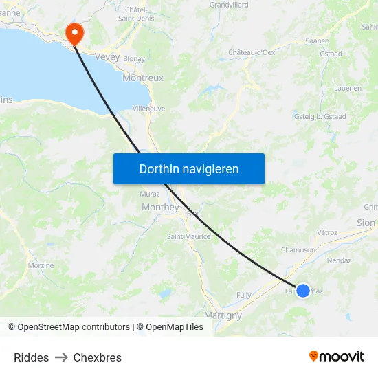 Riddes to Chexbres map