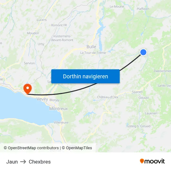Jaun to Chexbres map