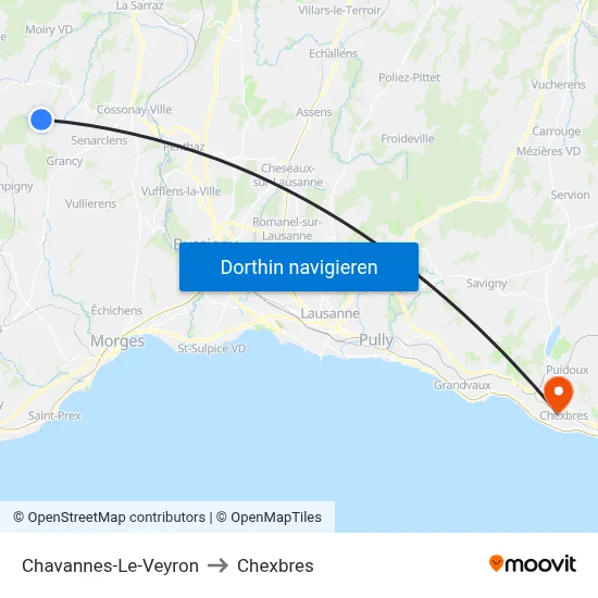 Chavannes-Le-Veyron to Chexbres map