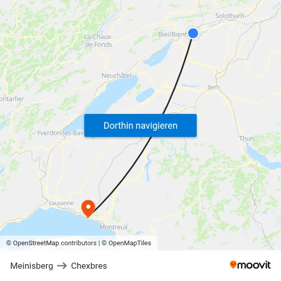 Meinisberg to Chexbres map