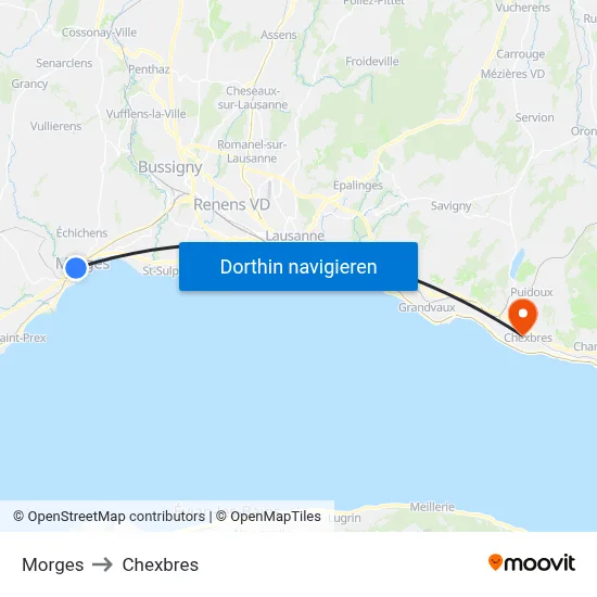 Morges to Chexbres map