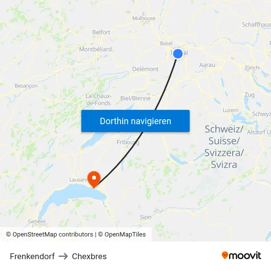Frenkendorf to Chexbres map
