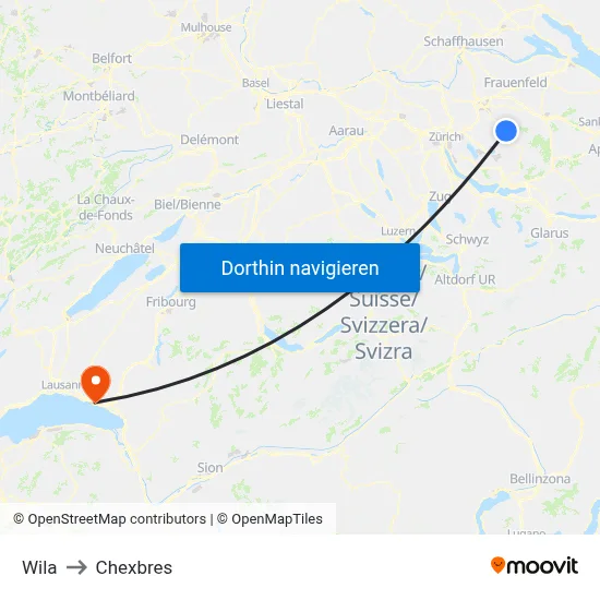 Wila to Chexbres map