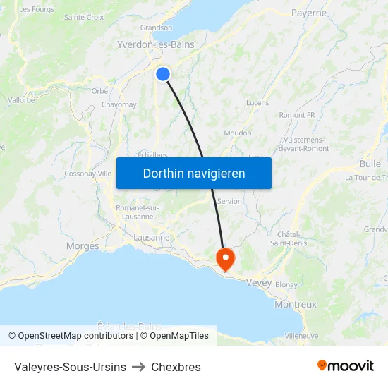 Valeyres-Sous-Ursins to Chexbres map