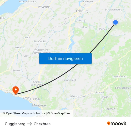 Guggisberg to Chexbres map