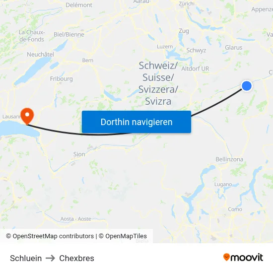 Schluein to Chexbres map