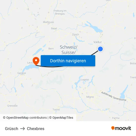 Grüsch to Chexbres map