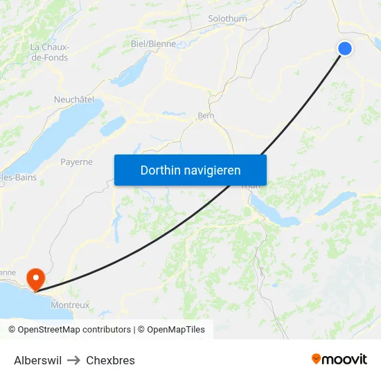 Alberswil to Chexbres map
