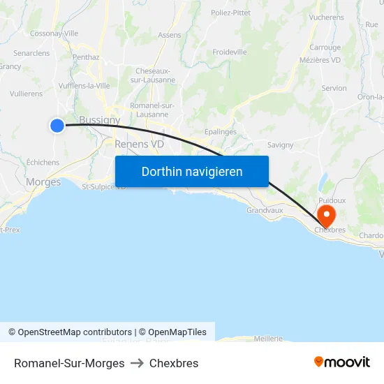 Romanel-Sur-Morges to Chexbres map