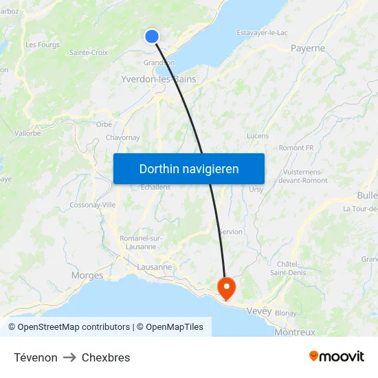 Tévenon to Chexbres map