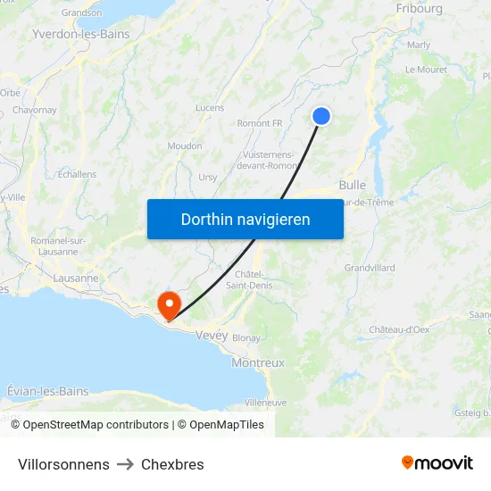 Villorsonnens to Chexbres map