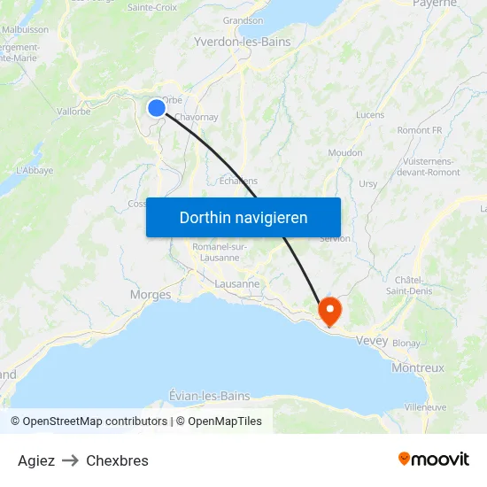 Agiez to Chexbres map