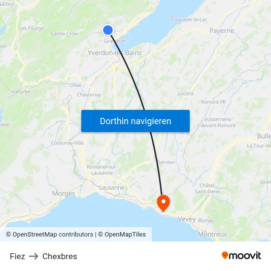 Fiez to Chexbres map