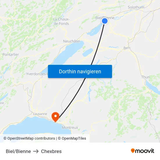 Biel/Bienne to Chexbres map
