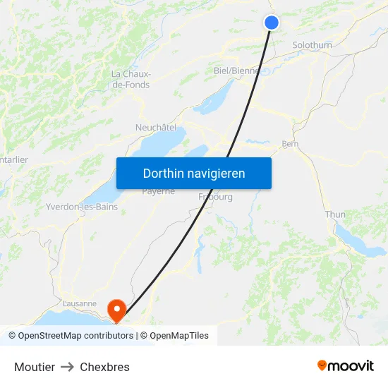 Moutier to Chexbres map