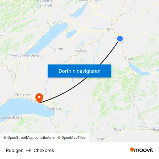 Rubigen to Chexbres map