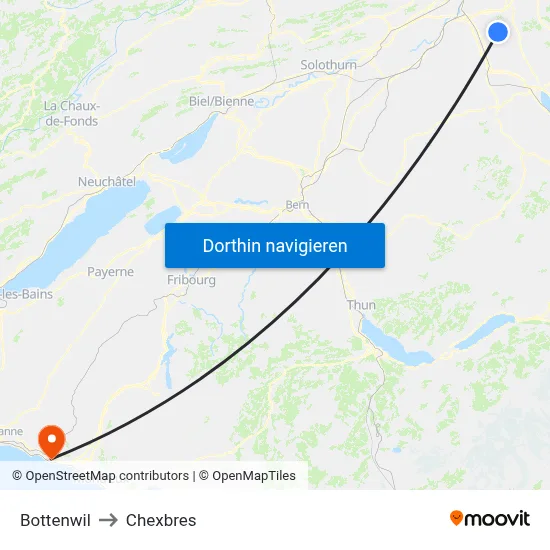 Bottenwil to Chexbres map